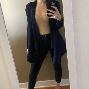 Veeca crinkle pleated cardigan navy blue